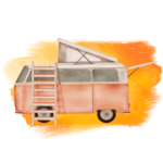 Icon of a drawn campervan