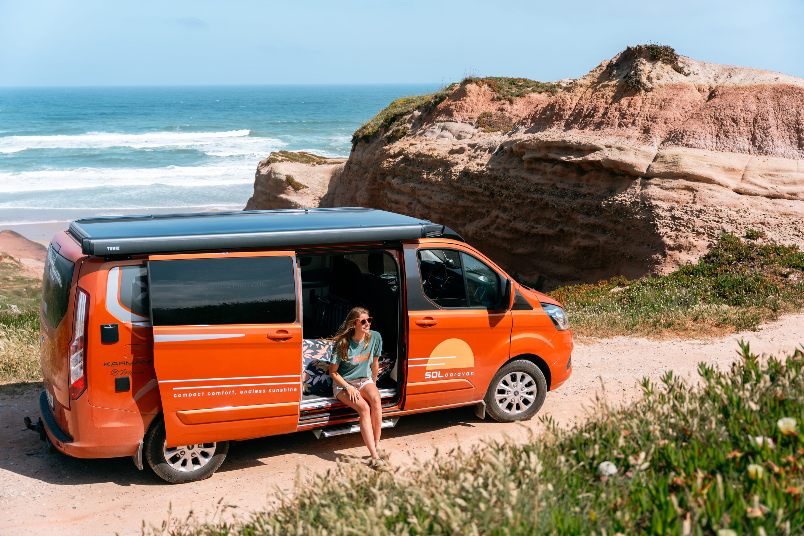 Campervan Parked on sunny beach
